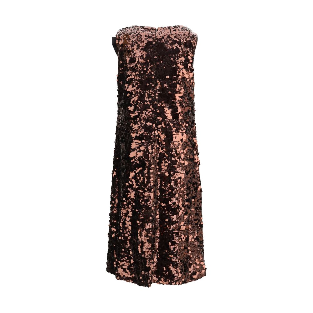 Brown Recycled Polyester Cocktail Dress