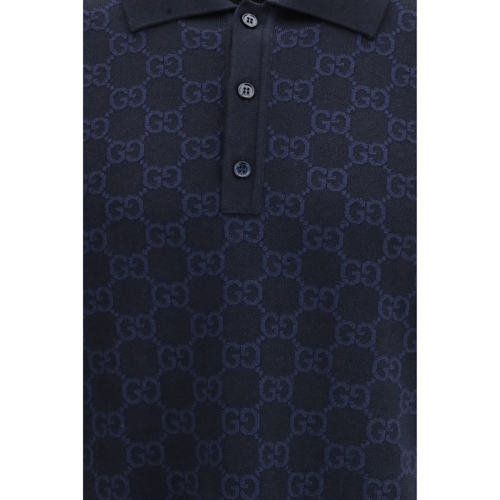 Blue Silk Polo Shirt