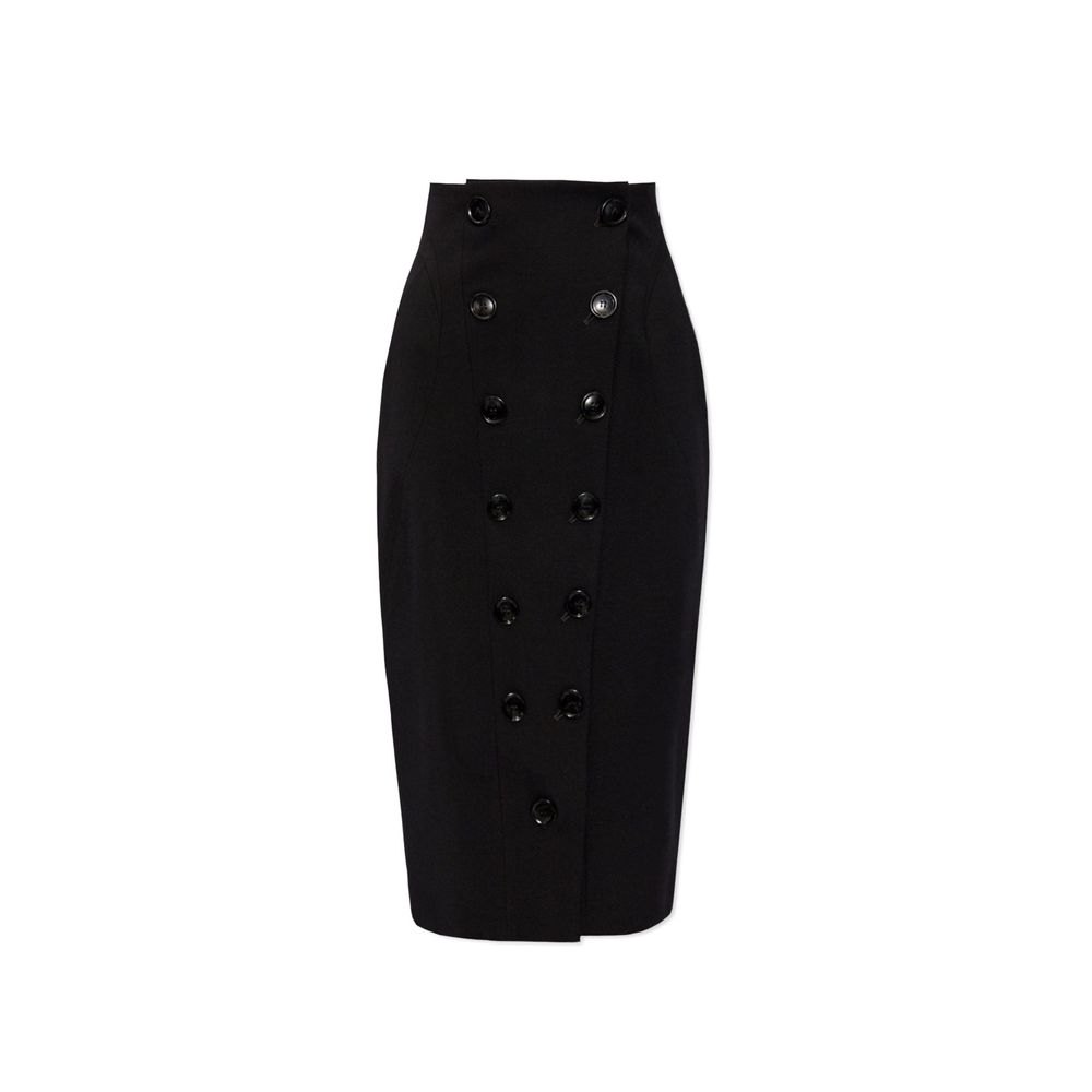 Black Elastane Midi Skirt