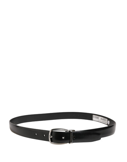 Men Black Classic Leather Metal Buckle Belt