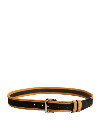 Men Black Orange Polyester Metal Buckle Belt