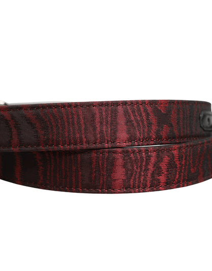 Men Red Jacquard Acetate Metal Buckle Belt