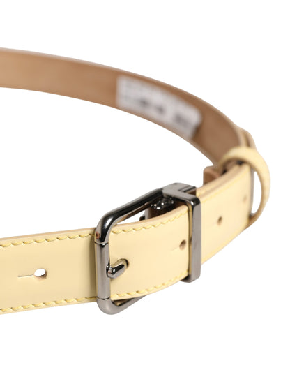 Men Yellow Classic Leather Metal Buckle Belt