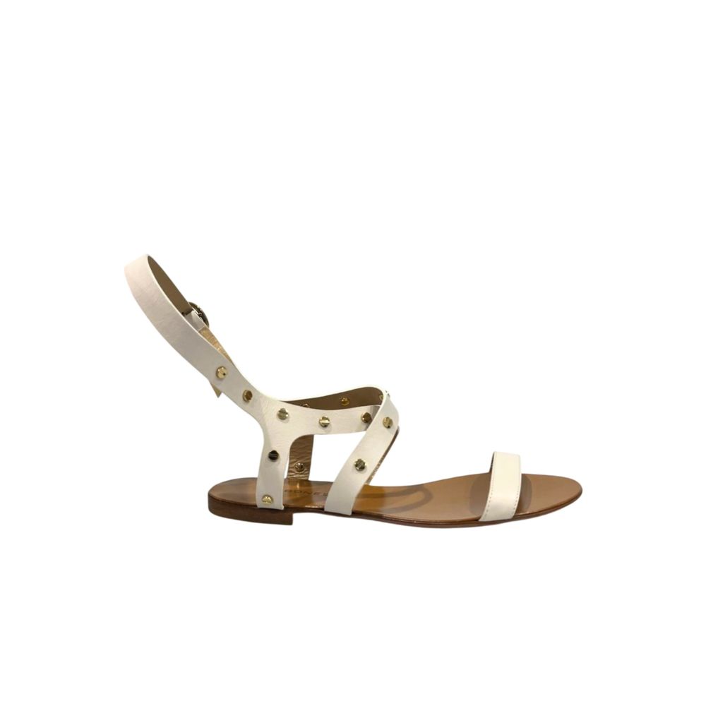 White Genuine Leather Women Sandal