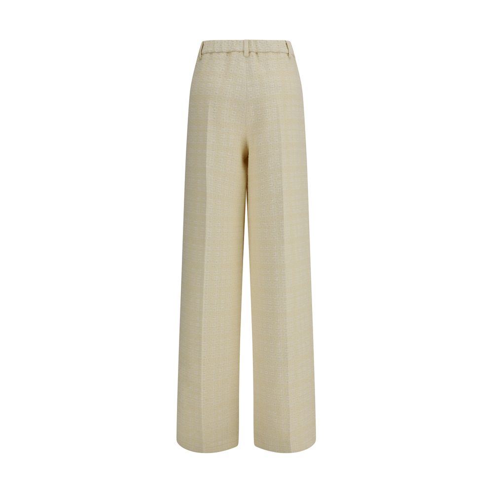 Beige Cotton Casual Pants