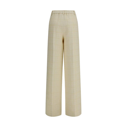 Beige Cotton Casual Pants