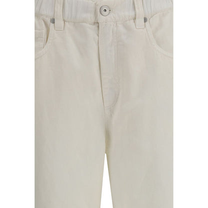 White Cotton Relaxed Fit Jeans