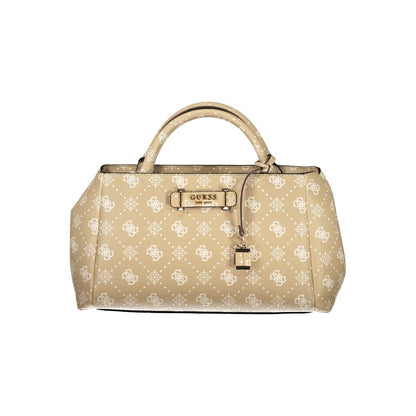 Beige Polyurethane Women Handbag