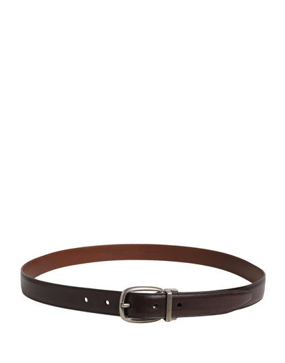 Men Brown Classic Leather Metal Buckle Belt