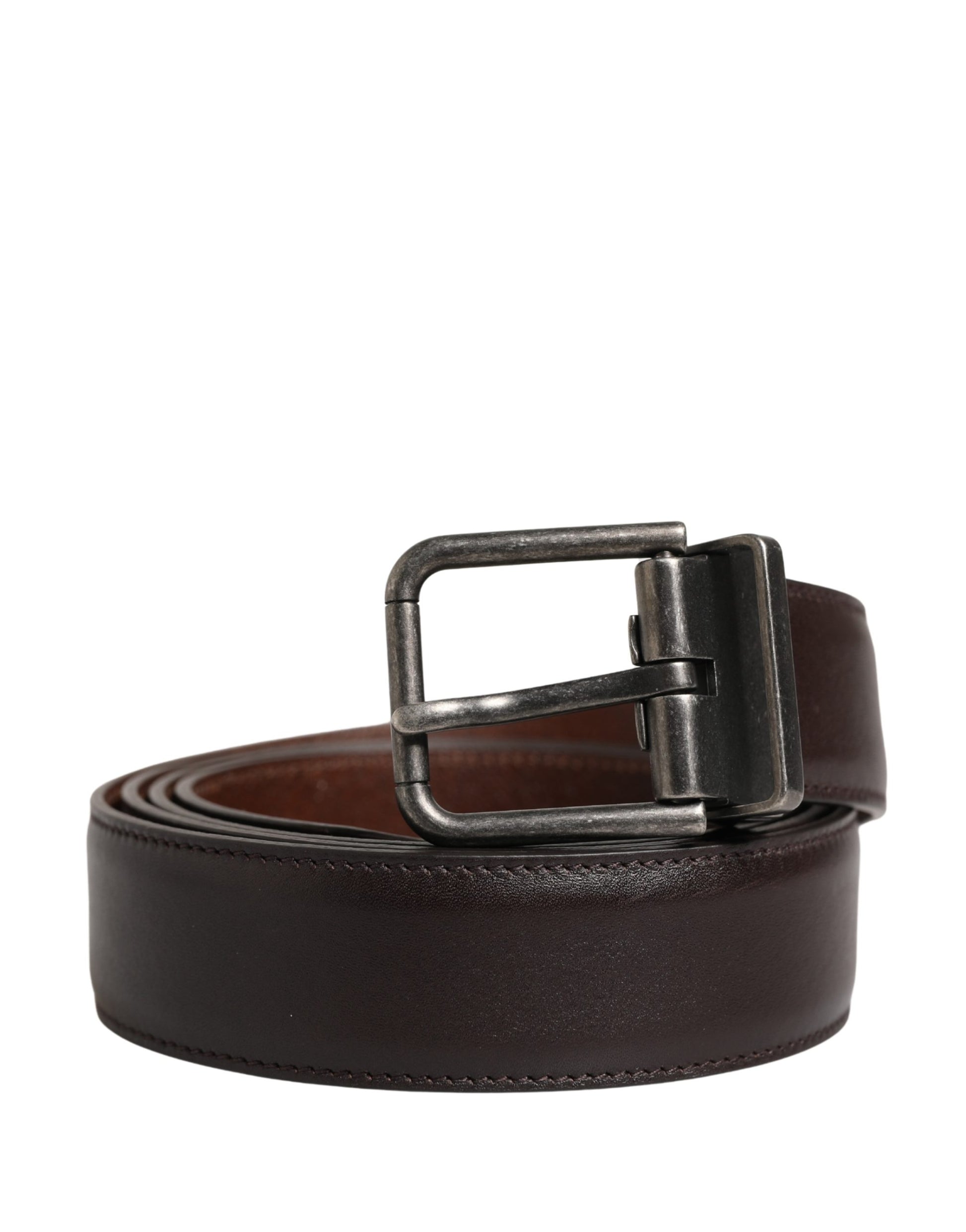 Men Brown Classic Leather Metal Buckle Belt