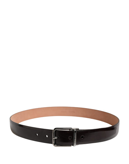 Men Black Calfskin Leather Metal Buckle Belt