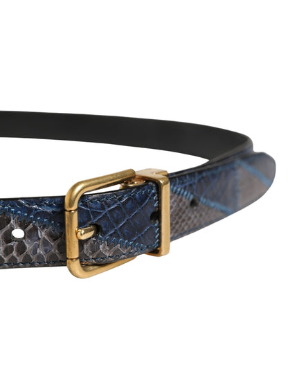 Men Multicolor Leather Metal Buckle Belt