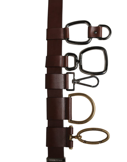 Men Brown Classic Leather Metal Buckle Belt