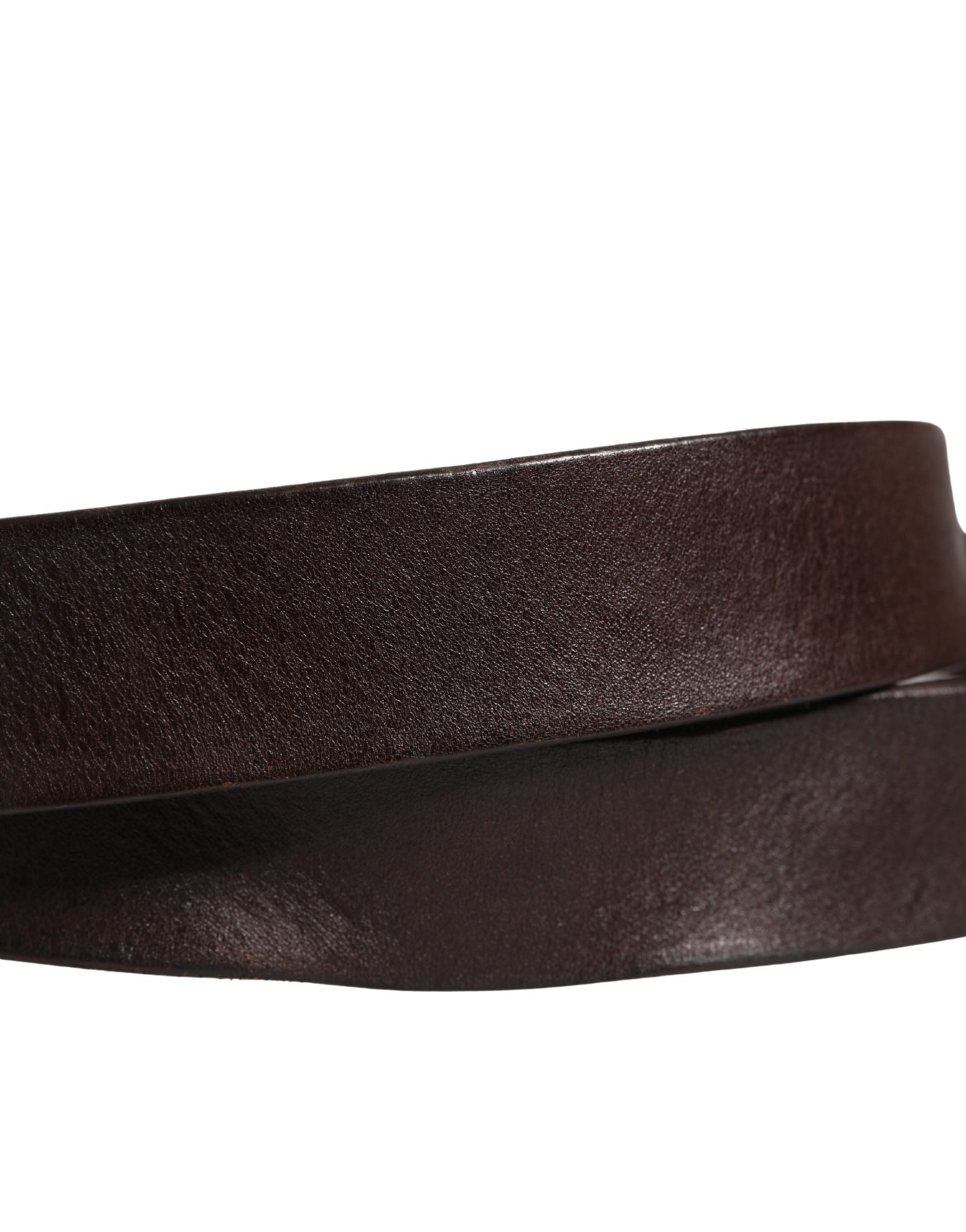 Men Brown Calf Leather Logo Metal Buckle Belt
