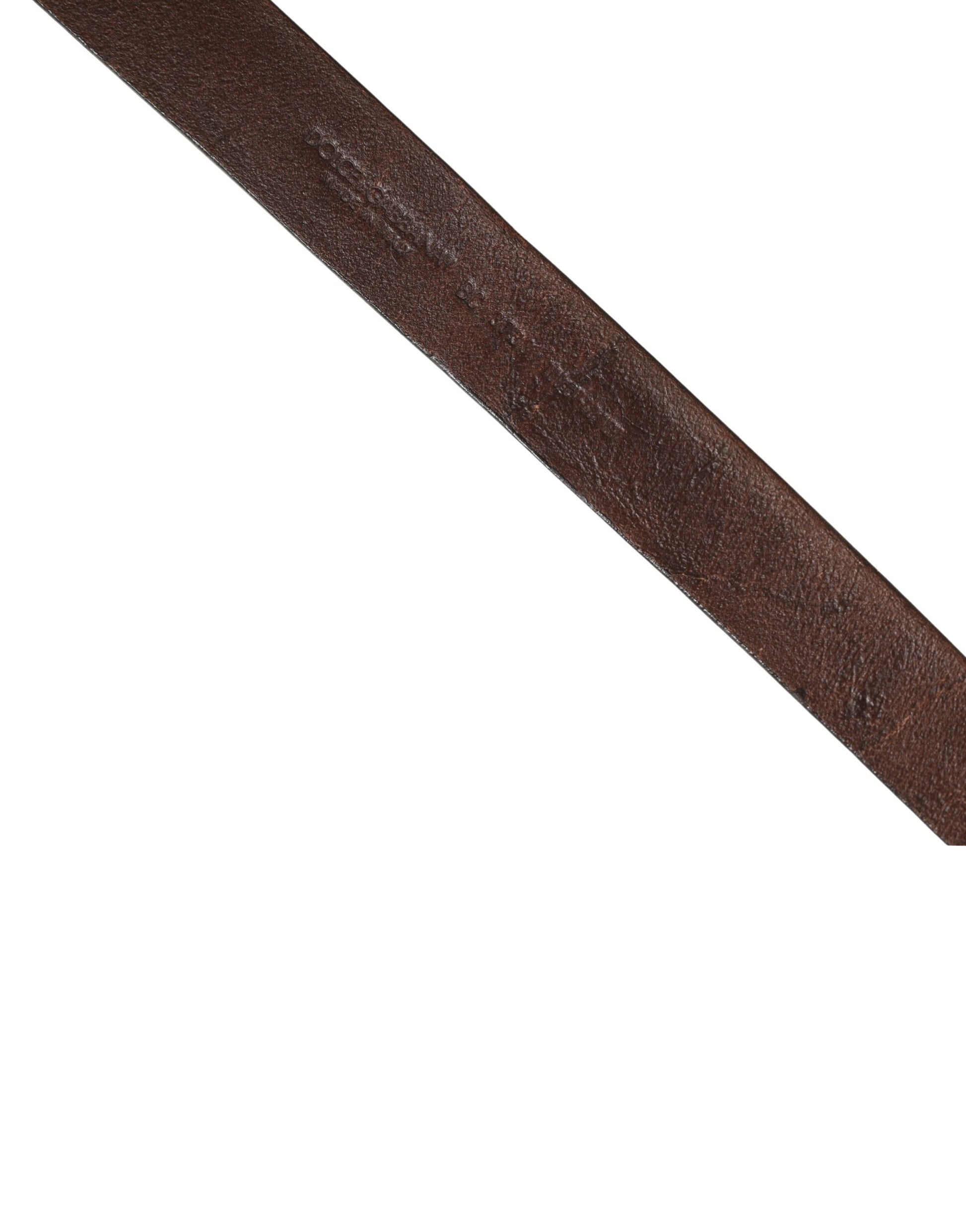 Men Brown Leather Logo Metal Buckle Belt