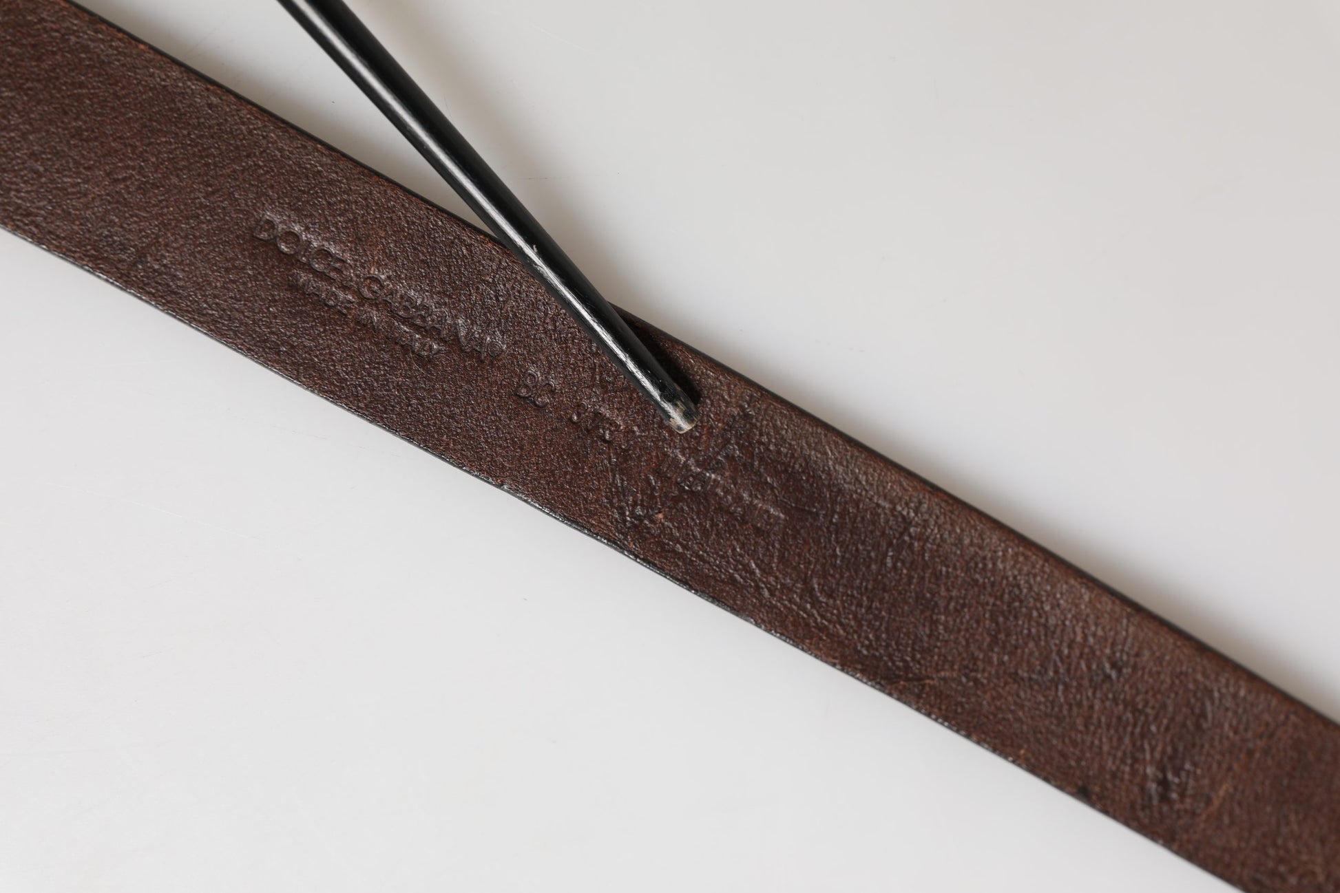 Men Brown Leather Logo Metal Buckle Belt