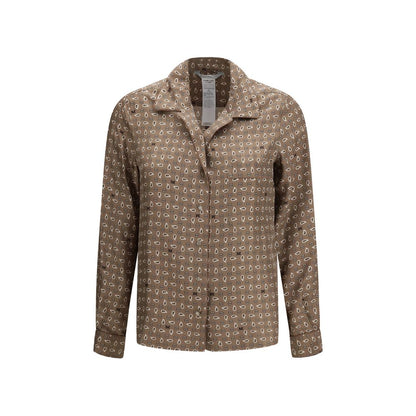 Brown Silk Pattern Shirt