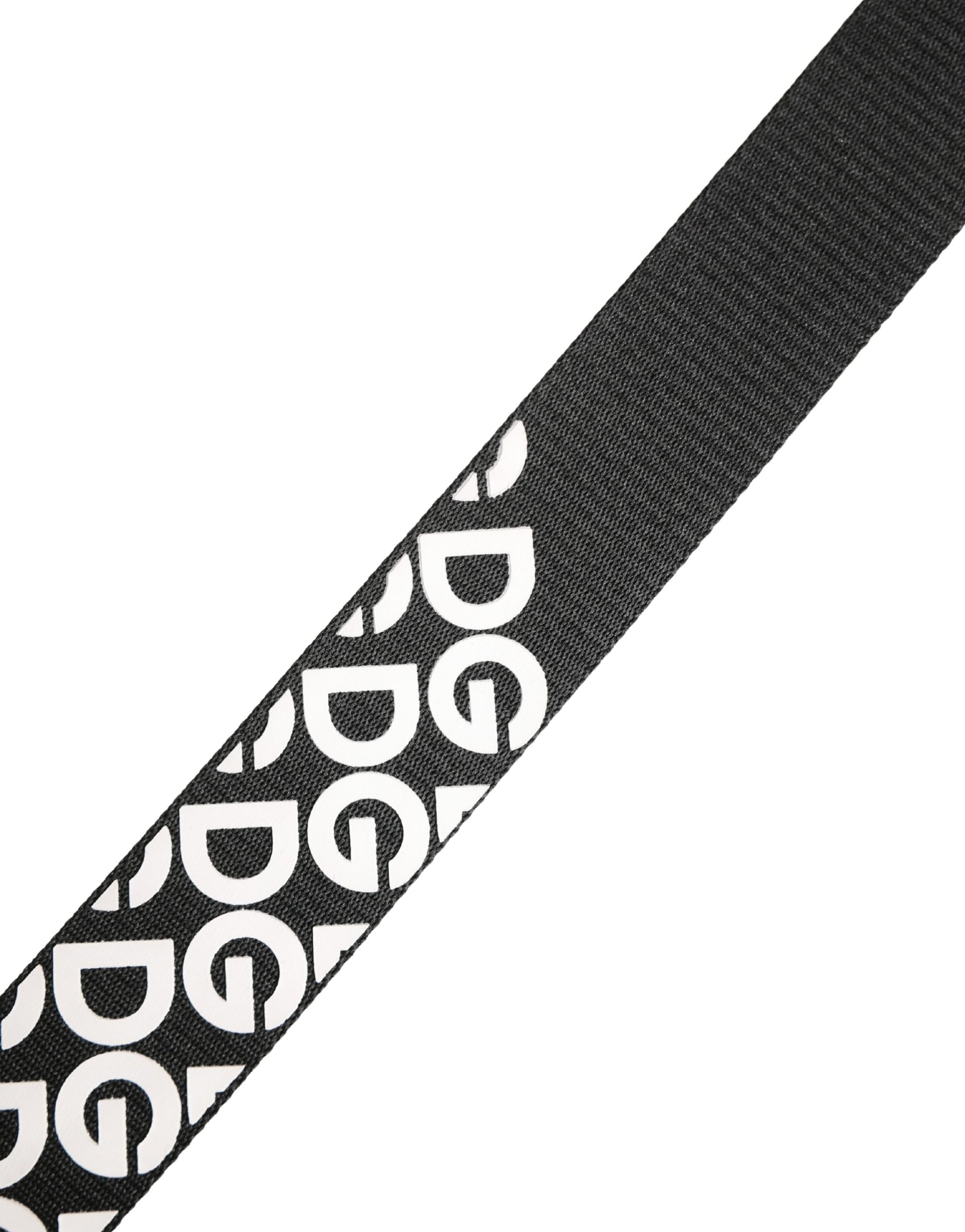 White Black Logo Leather Metal Buckle Belt