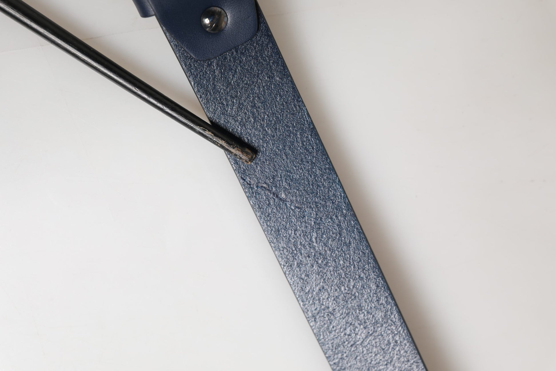 Blue Calf Leather Logo Metal Buckle Belt