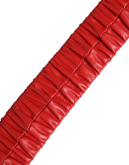 Red Leather Gold Heart Metal Buckle Belt