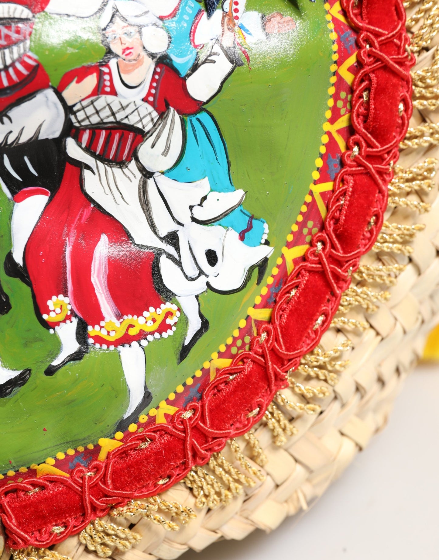 Multicolor Woven Straw Basket Embellished Sicily Bag