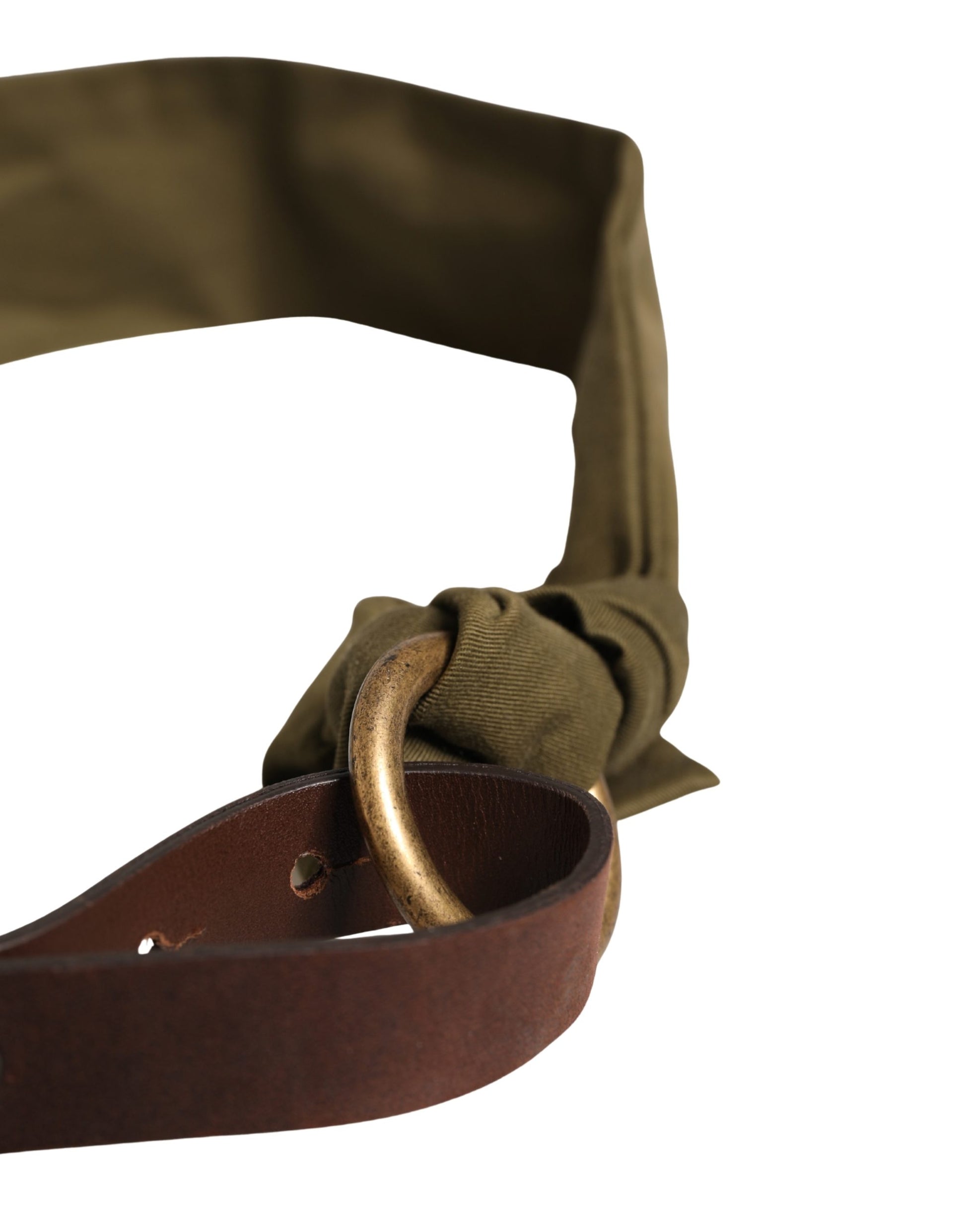 Army Green Cotton Round Buckle Waist Belt