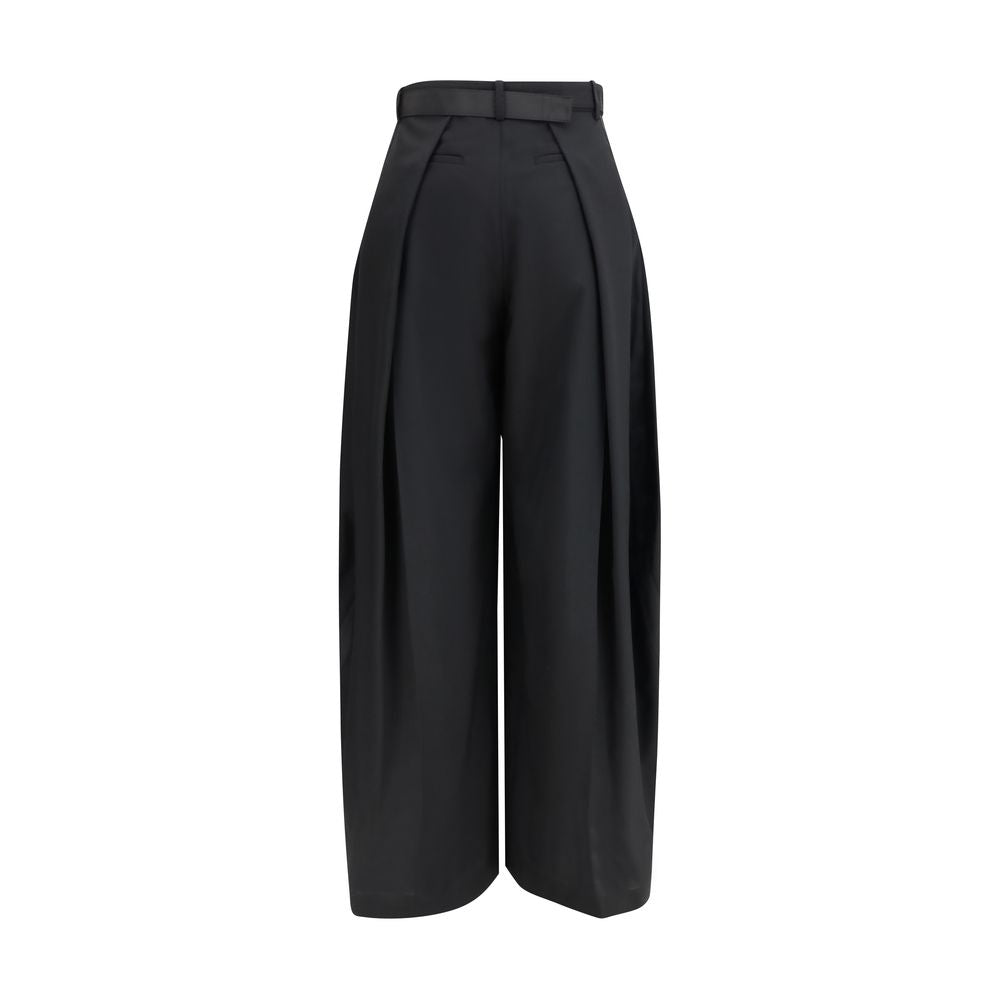 Black Polyester Casual Pants