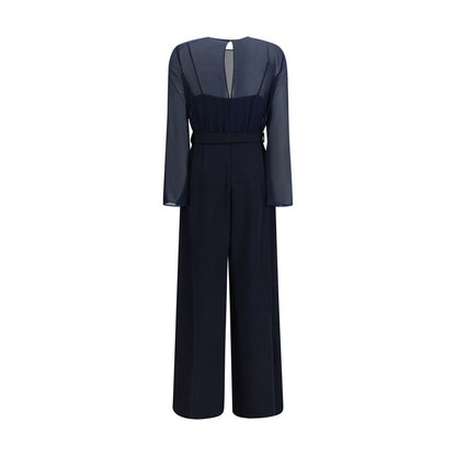 Blue Polyester Jumpsuit