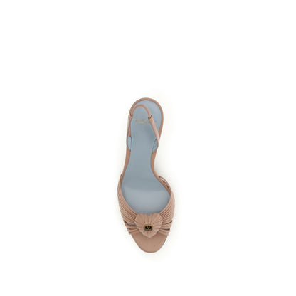 Beige Goatskin Stiletto Heel Sandals