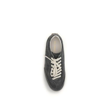 Gray Calf Leather Bos Taurus Low Top Sneakers