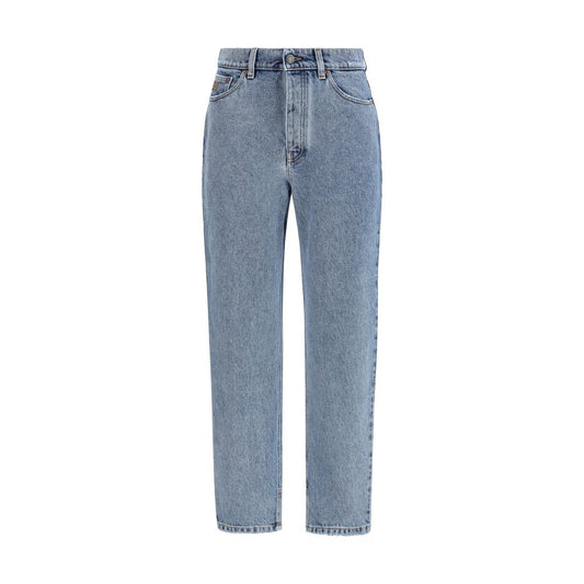 Blue Cotton Tapered Jeans