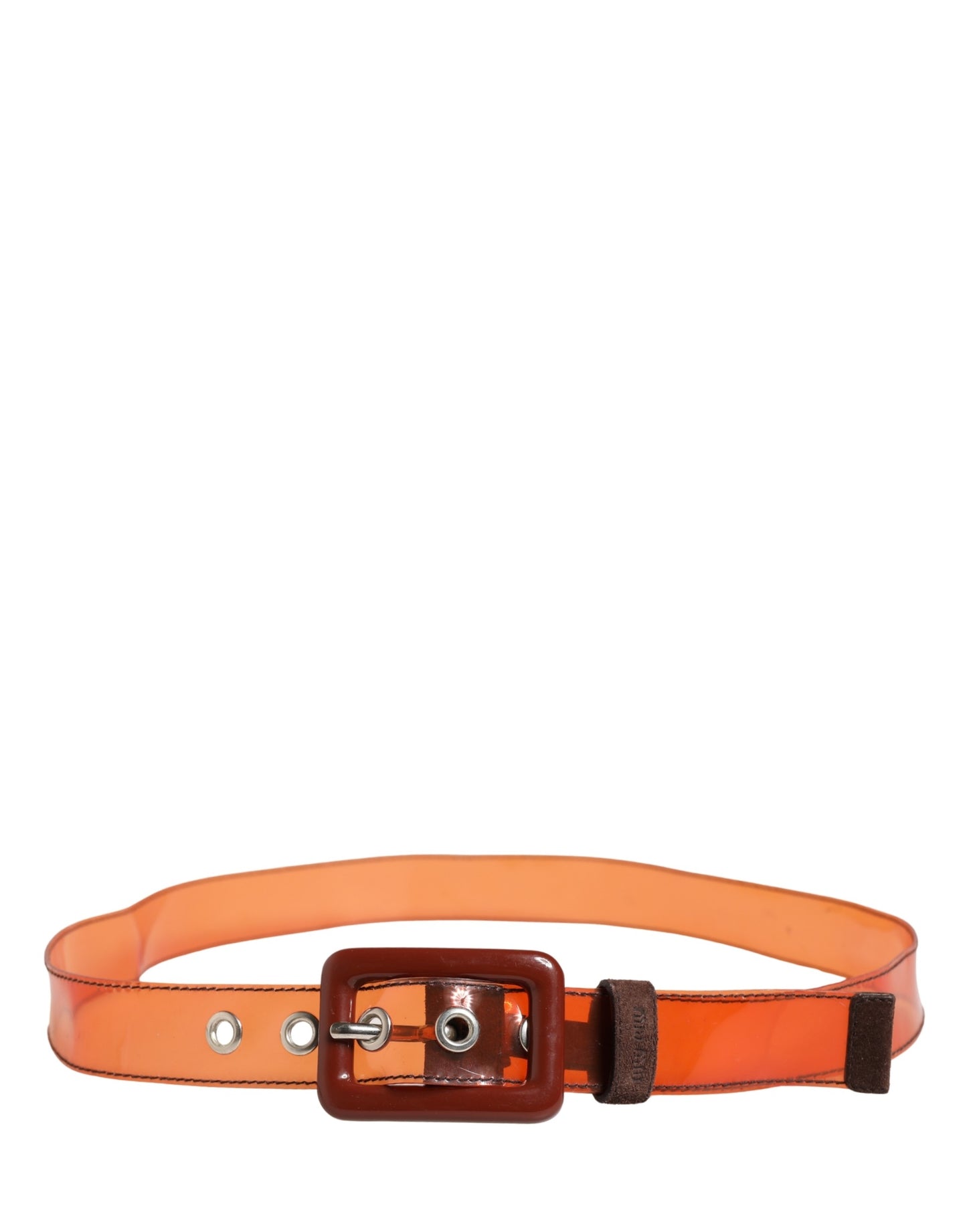 Orange PVC Waist Women Cintura Square Buckle Belt