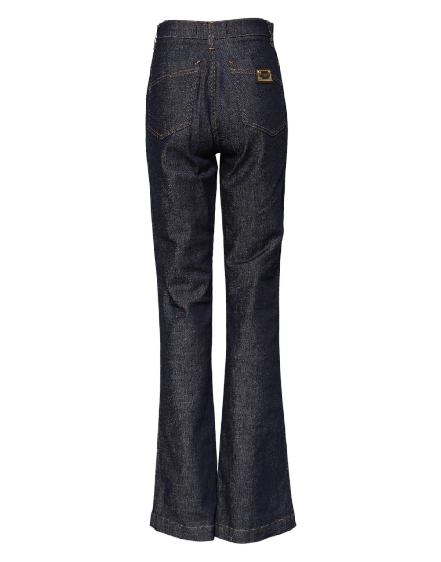 Dark Blue Cotton Flared Wide Leg Denim Jeans