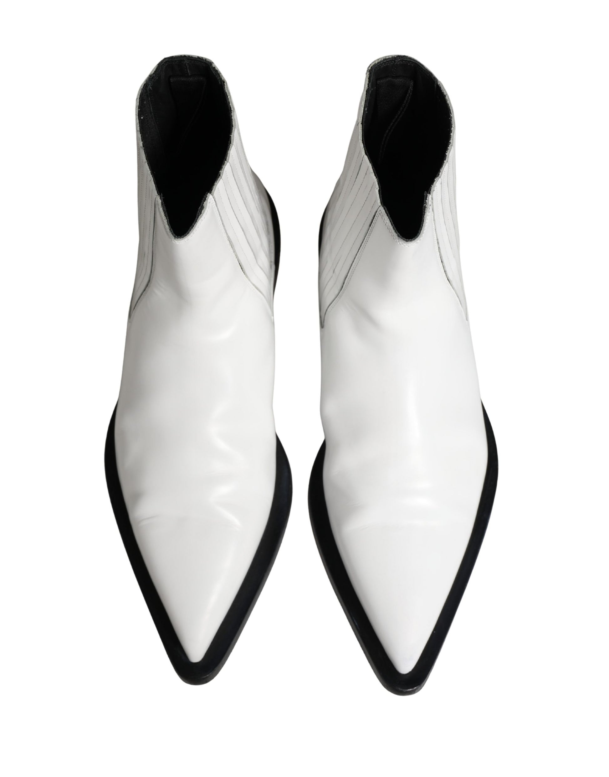 White Leather Chelsea SlipOn Ankle Boots Shoes