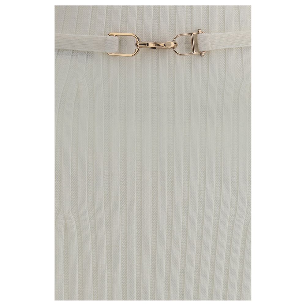 White Wool Casual Dress