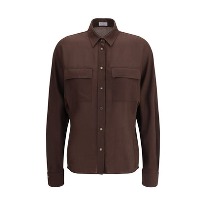 Brown Polyester Dress Shirt