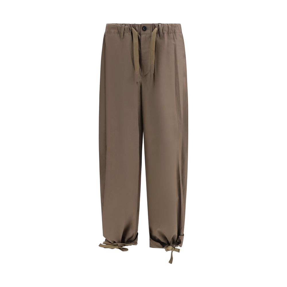 Brown Cotton Casual Pants