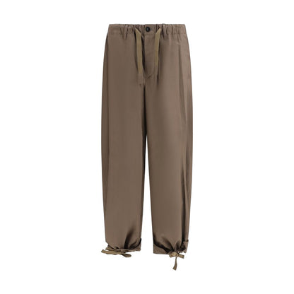 Brown Cotton Casual Pants