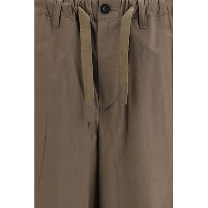Brown Cotton Casual Pants