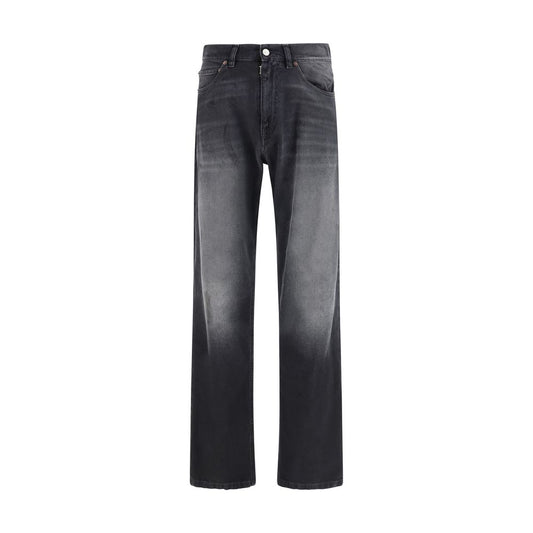 Black Cotton Straight-Leg Jeans