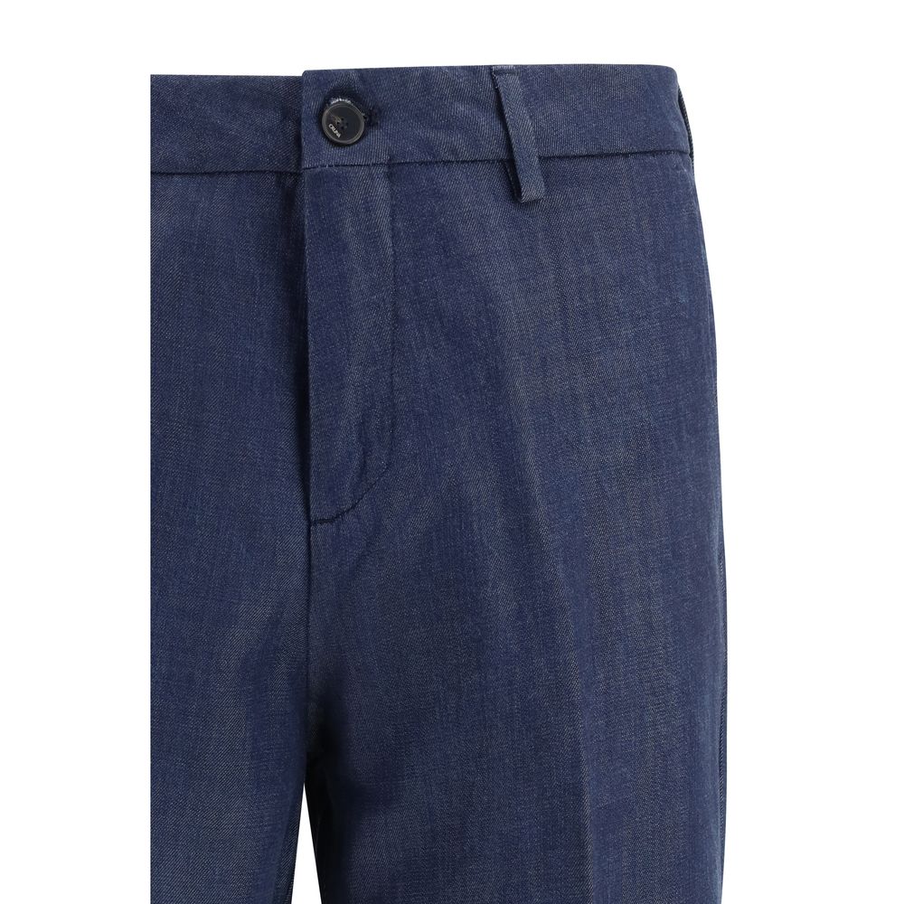 Blue Tencel Casual Pants