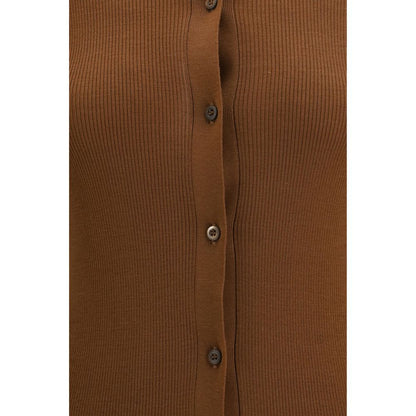 Brown Fleece Wool Cardigan
