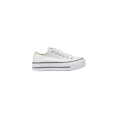 White Fabric Platform Sneakers