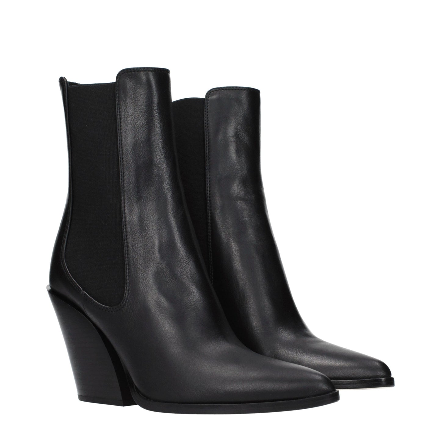 Black Leather Ankle Boots