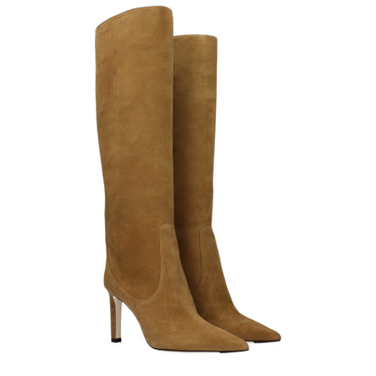 Brown Leather High Heel Boots