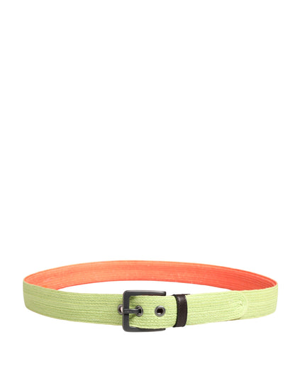Green Orange Braided Metal Buckle Waist Cintura Belt