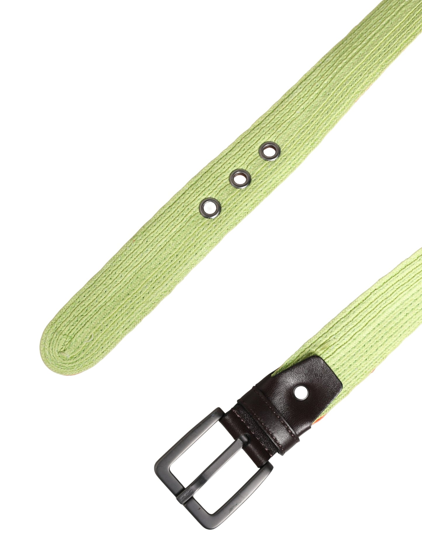 Green Orange Braided Metal Buckle Waist Cintura Belt