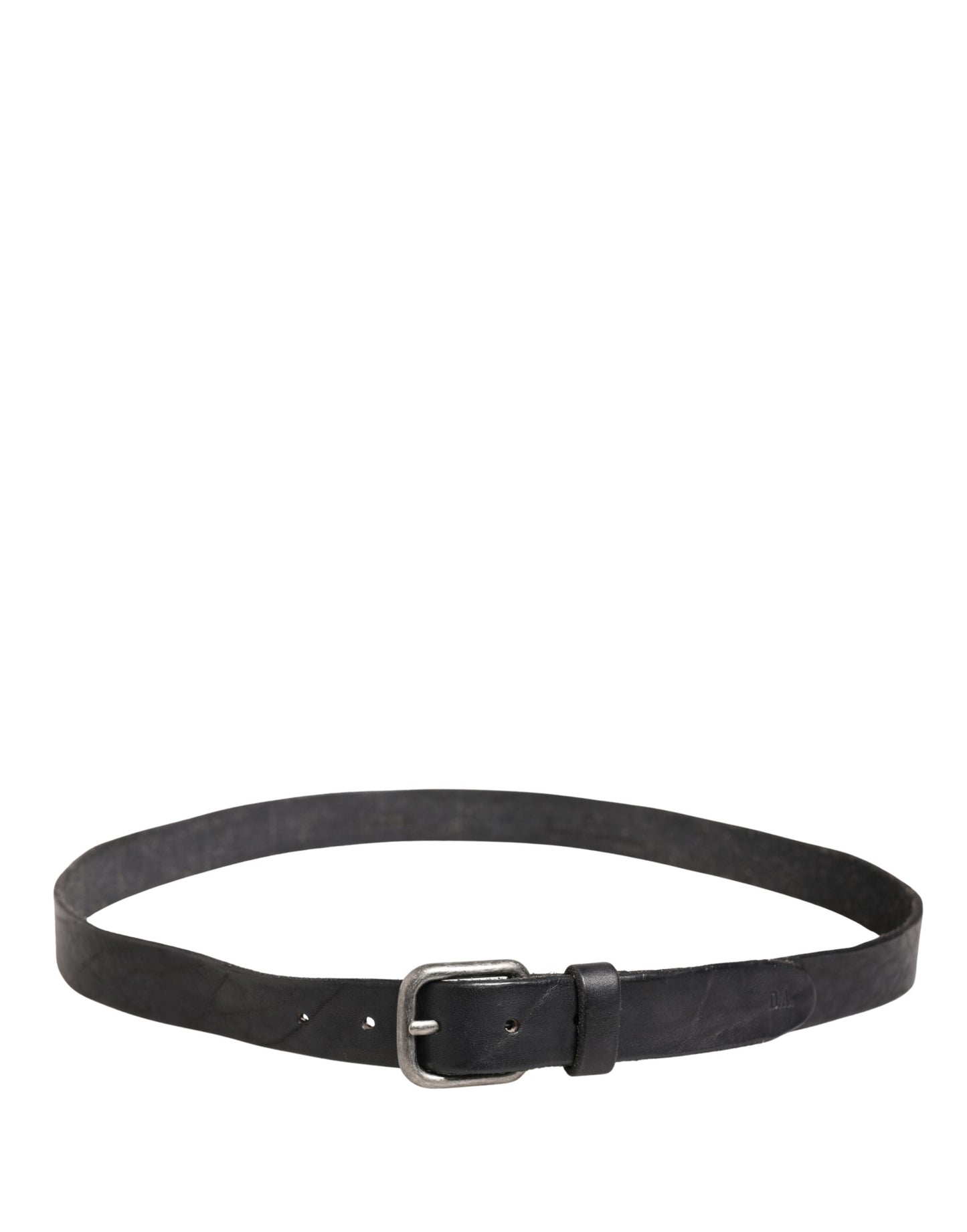 Men Black Leather Metal Buckle Belt