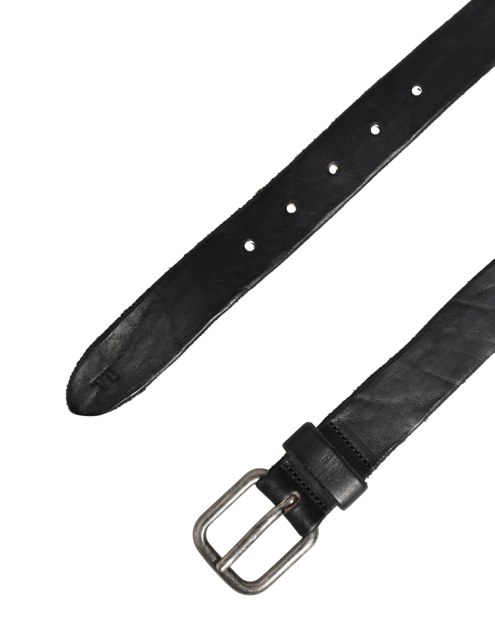 Men Black Leather Metal Buckle Belt
