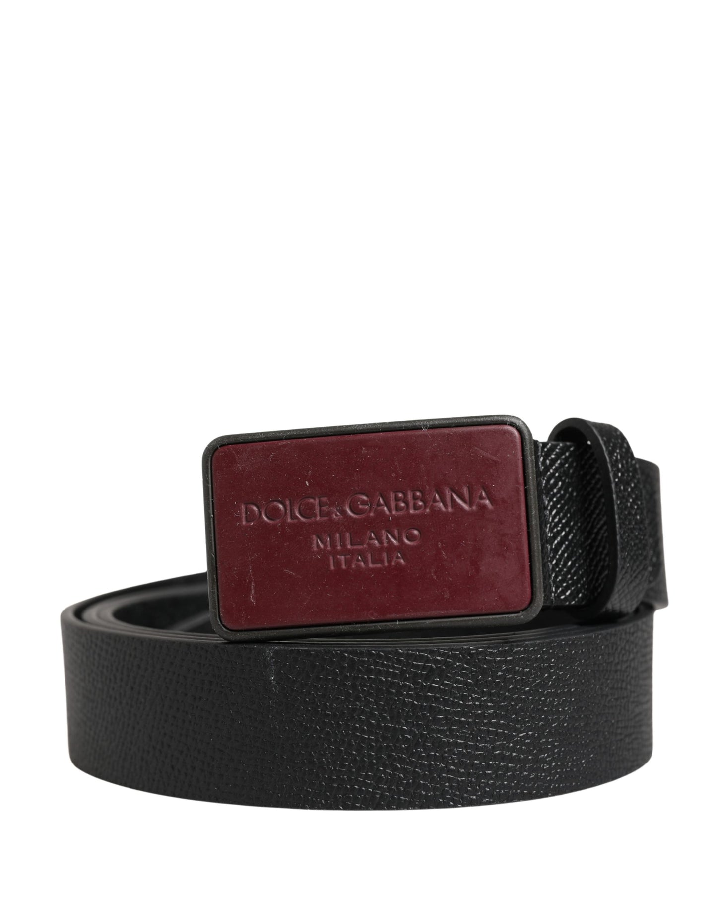 Men Black Calf Leather Logo Metal Buckle Belt